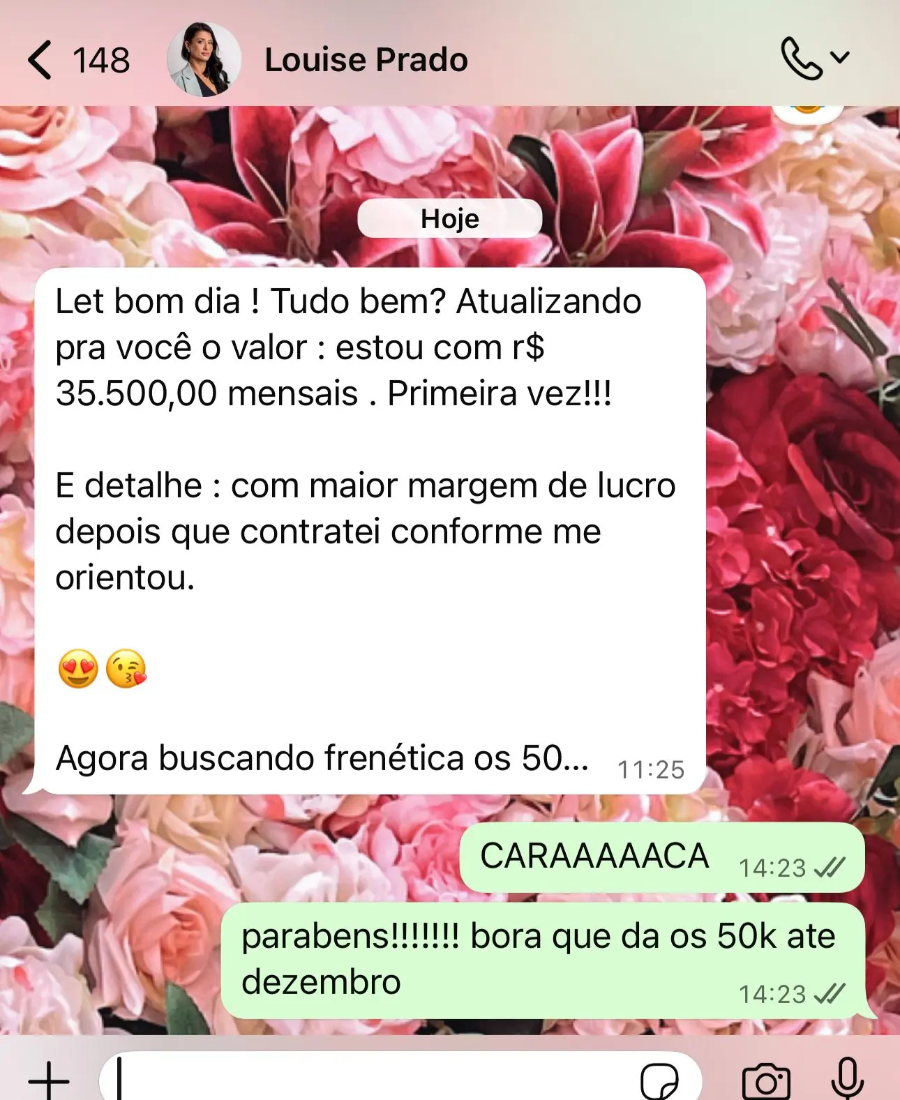Louise Prado - valor mensal